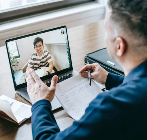 man in video call